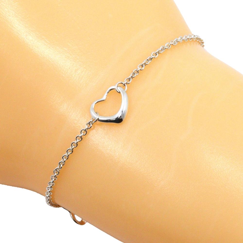 

TIFFANY&Co. Open Heart 3P Bracelet Elsa Peretti Silver925 heart 2g Women Used