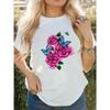 Tee Print Women Summer Cartoon Shirt Female Butterfly Flower Floral Trend Short Sleeve T Top T-shirts Graphic Fashion Clothing