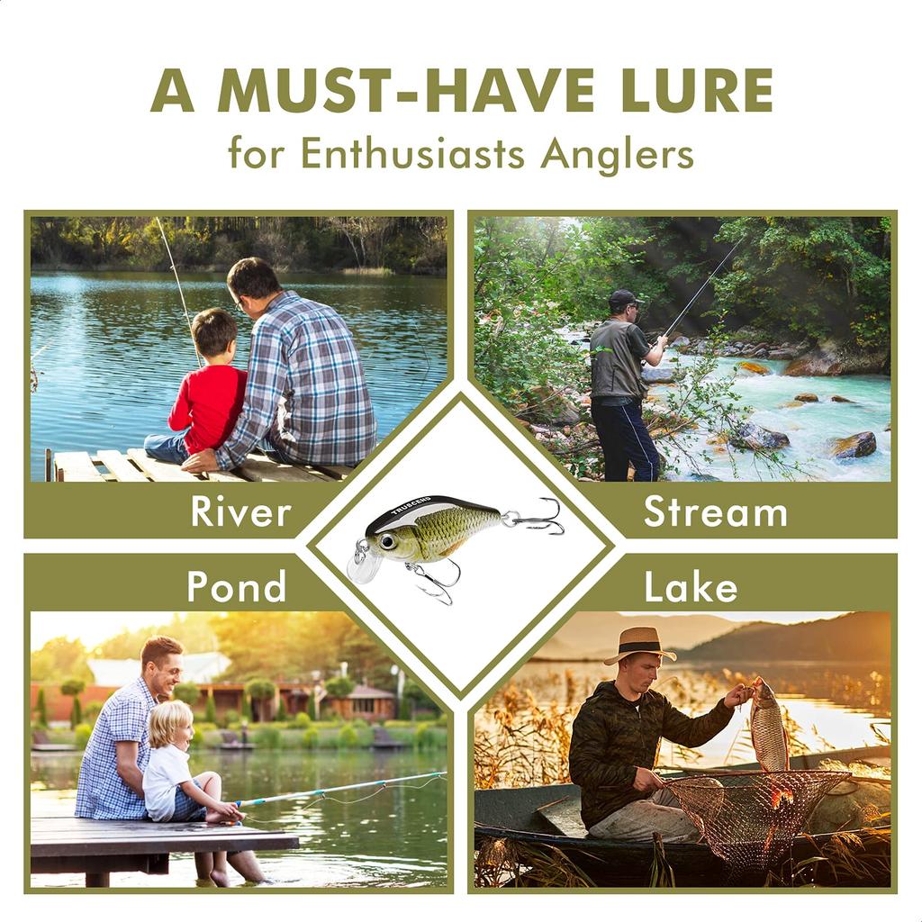 TRUSCEND Crankbait Fishing Lures Hard Swimbaits for Fishing Freshwater and Saltwater Bass, Trout, Crappie, Walleye, Crankbaits, Plugs,