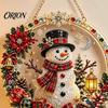 Decorazione Sospesa Stagionale per Feste, Ornamento Pupazzo di Neve di Natale, Babbo Natale Rotondo in Acrilico, Renna, Albero di Natale, Decorazioni Invernali, Cartello per Porta per Finestra Festiva