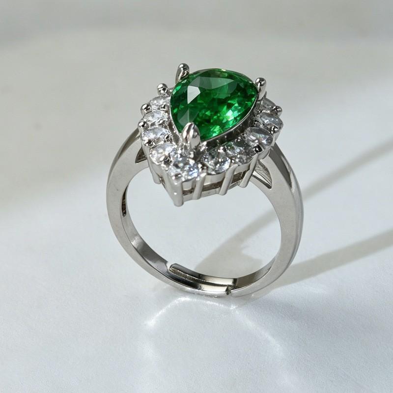Emerald Zircon Jewelry Set Drop Earrings Necklace Ring 3pcs Luxury Womens Fashion Accessories