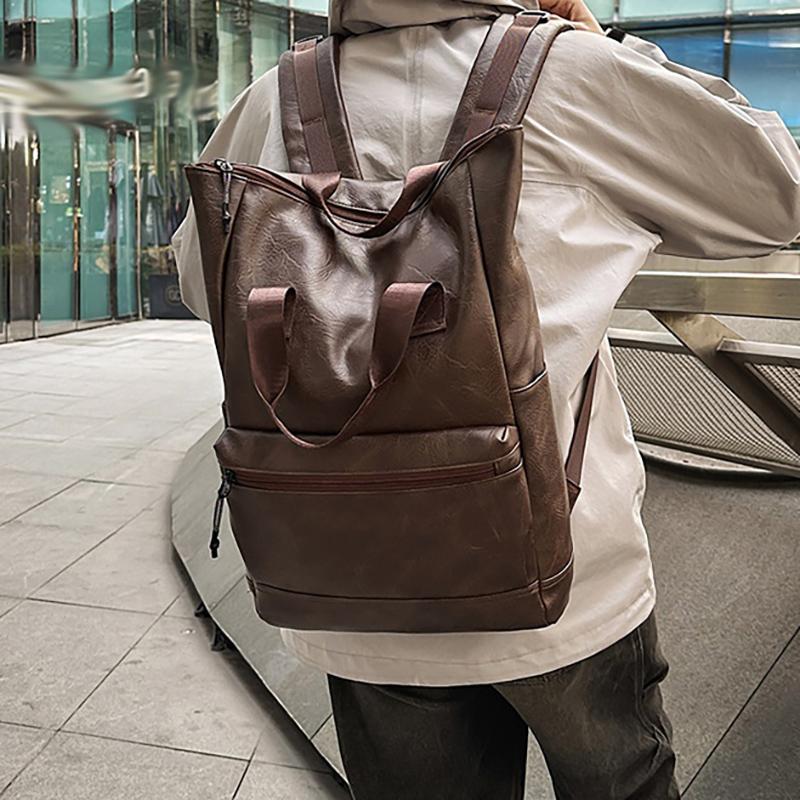 Kısa Mesafe Seyahati Yeni Sırt Çantası PU Deri Çok Yönlü Bilgisayar Çantası Büyük Kapasiteli İş Seyahat Çantası Retro Sırt Çantası