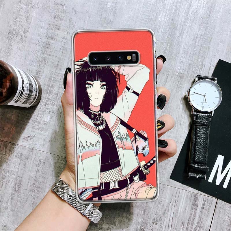 Carcasă de telefon în stil japonez cu anime Girl pentru Samsung Galaxy S20 FE S10 Plus S21 S22 Ultra S10E S9 S8 S7 Edge J4 + Fundas Cover Coque