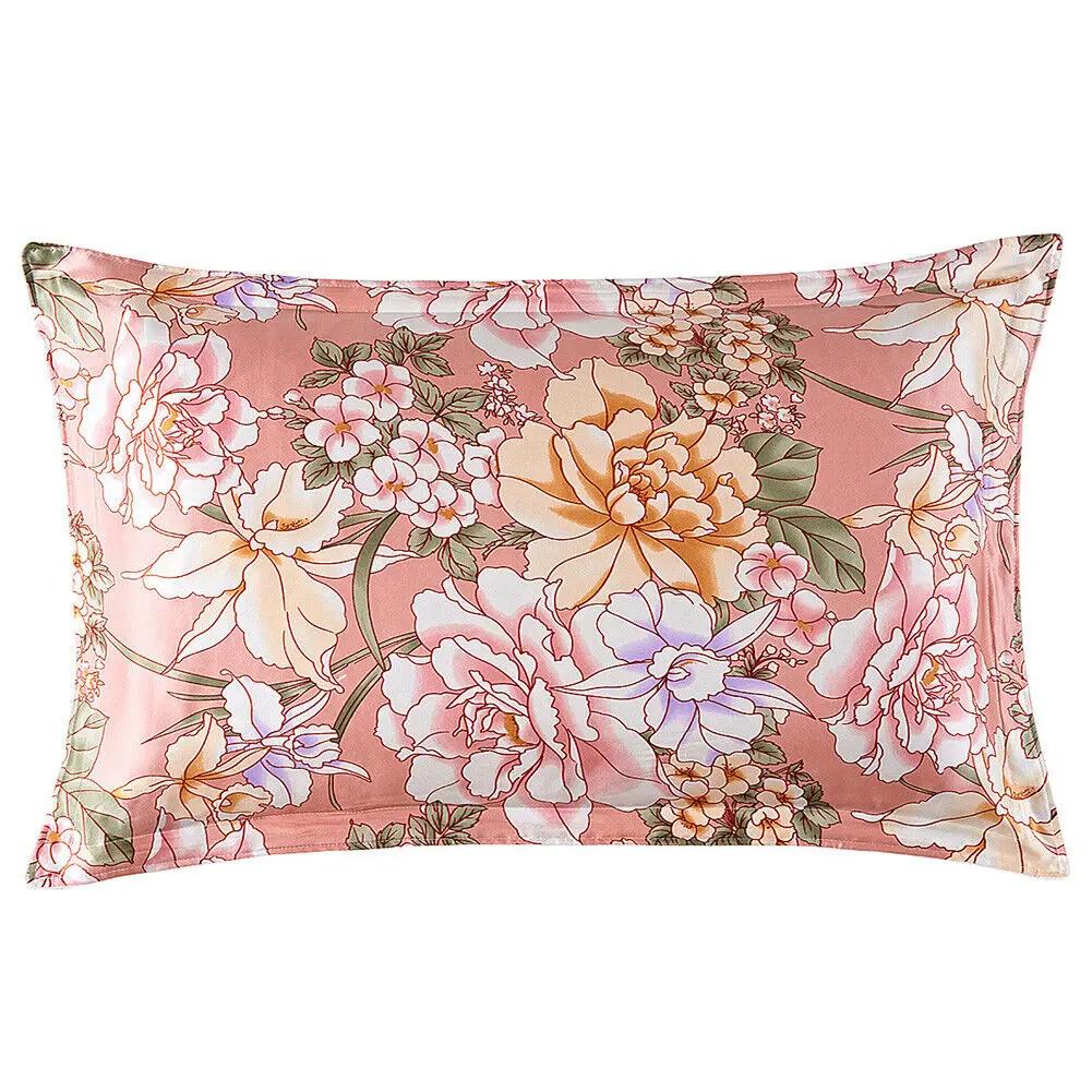 Pure Mulberry Silk Floral Pillowcase 25Momme Genuine Silk Retro Floral Pillowcover Home Cojines Soft Sofa Chair Coussin
