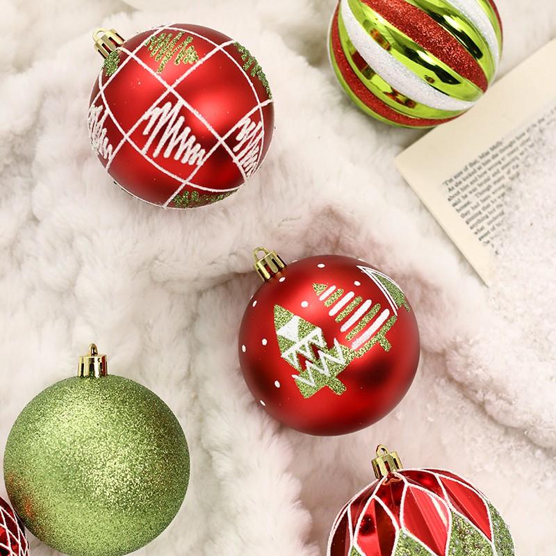 Christmas Decorations Red Green White Tree Ornaments Set Holiday Party Decor