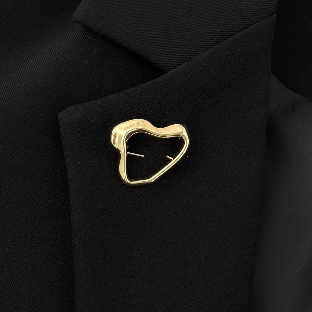 Ingemak Unique Irregular Hollow Geometry Brooches for Women Minimalism Gold Color Metal Shirt Collar Lapel Suit Pin Accessories