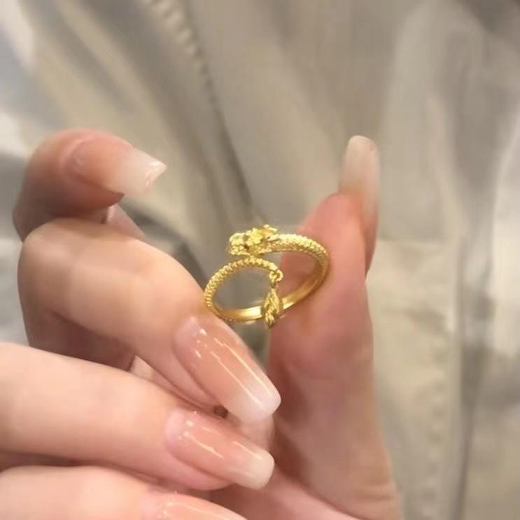 Women s Lux Zodiac Dragon Adjustable Ring: 2024 Year of the Dragon Gift