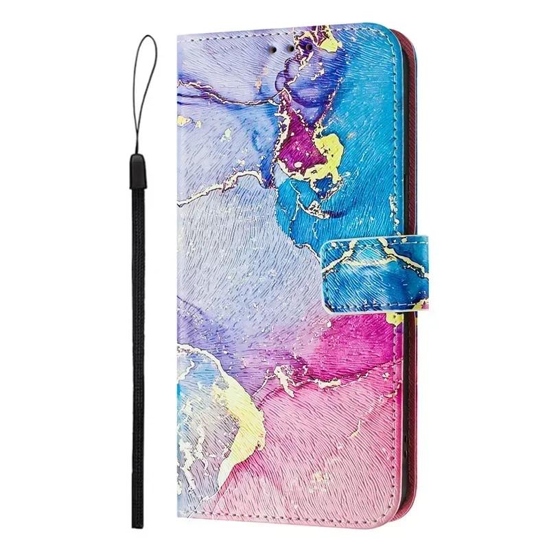 A22 Leather Phone Case For Samsung Galaxy A22 A32 A12 A42 A52 4G A72 A52s 5G Flip Cover Wallet Magnetic Painted Cases Cat Flower