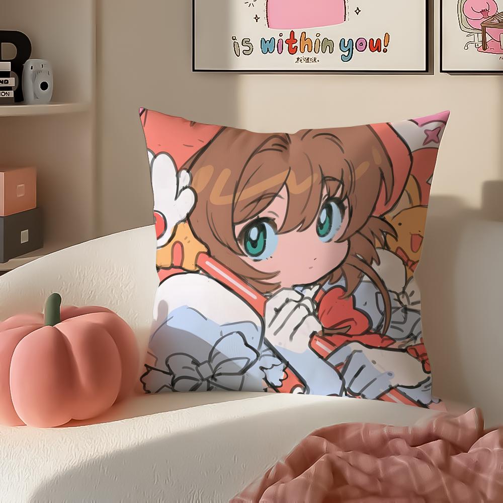 Magical Cute Japanese Anime CCardcaptor Sakura Cushion Cover Pillowcase Short Plush Invisible zipper Room Sofa Cushion Cover