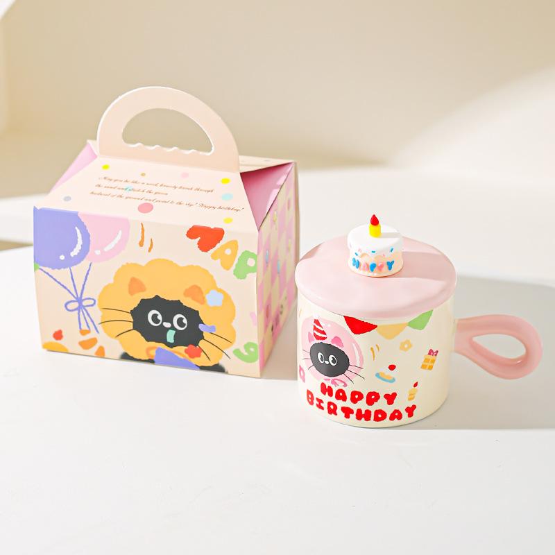 Cute Cartoon Cat Ceramic Mug Couple Water Cup High Value Gift Box Souvenir Birthday Gift Breakfast Cup