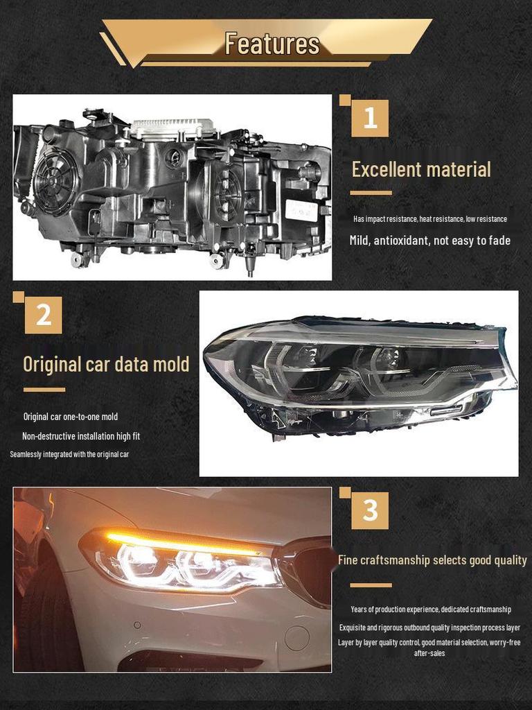 Compatible BMW 5 Series G38 Headlight Assembly (2018-2020) LED Upgrade for 520, 525, 535 G30.