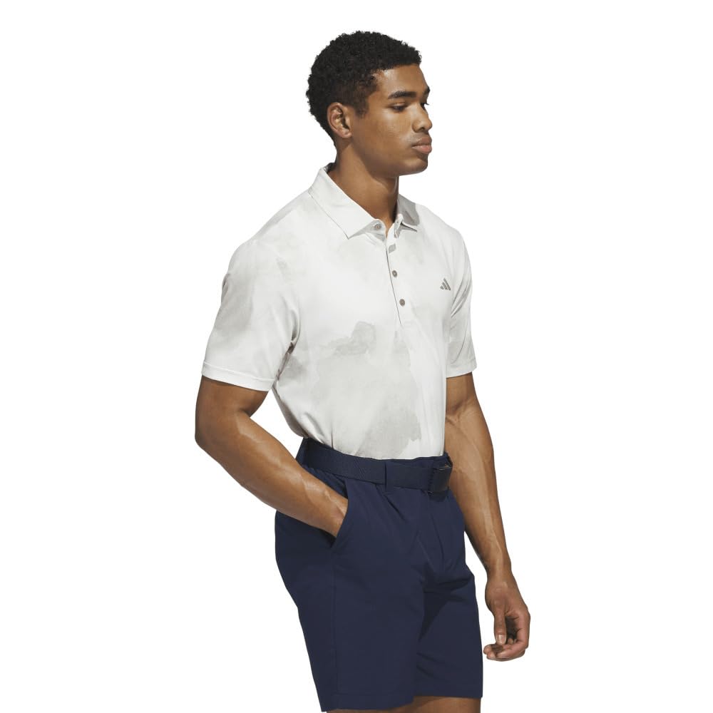 Adidas Golf Adizero Cool Touch Short Sleeve Shirt, Men's Putty, Beige/White