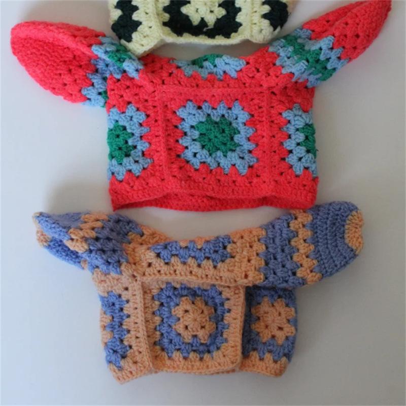 New Style Handmade Crocheted Checkerboard Mixed Color Fisherman Hat, Fashionable and Personalized Adult Hat