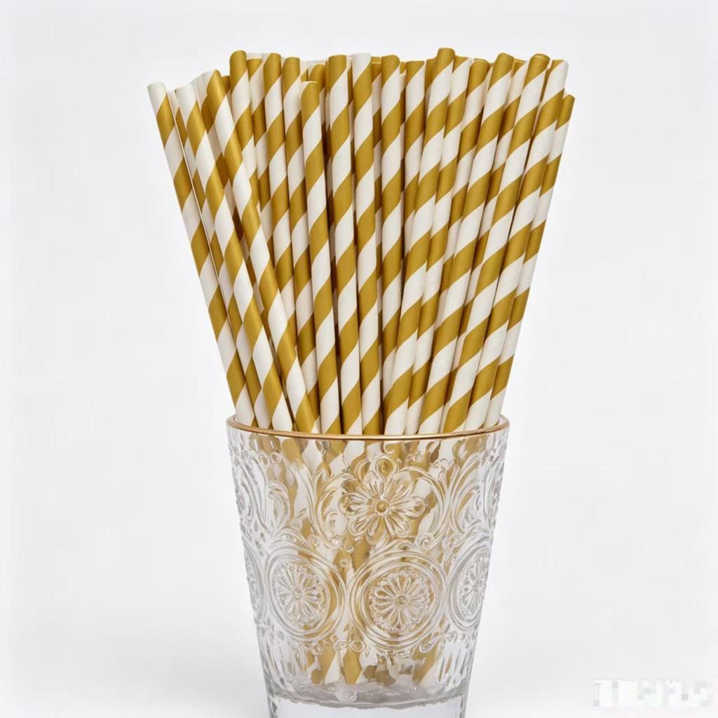 Individually Wrapped Biodegradable Striped Paper Straws