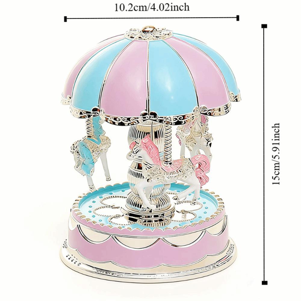 Romantic Exquisite Carousel Music Box Luminous Colored Lights Carousel Ornaments Cartoon Gifts Horse Music Box Home Decor