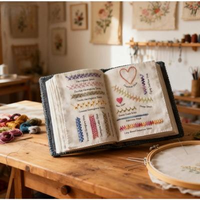 1 Set Embroidery Stitch Book, DIY Sewing Guide Book, Embroidery Pattern Book for Beginners