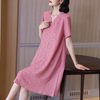 Women's Embroidery Folds Summer Dress Skirt Fashion Loose Plus Size Clothing Dresses