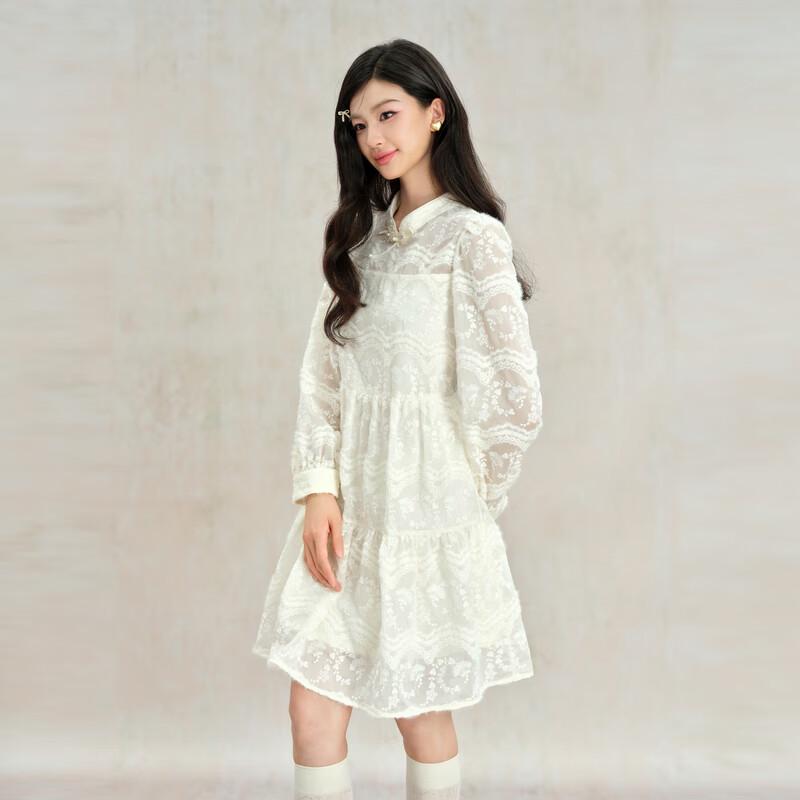

Qiushui Yiren New Chinese Style Stand-Collar A-Line Dress M