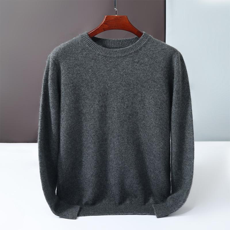 New round neck 100 pure cashmere sweater solid color loose thickened pullover knitted primed warm sweater
