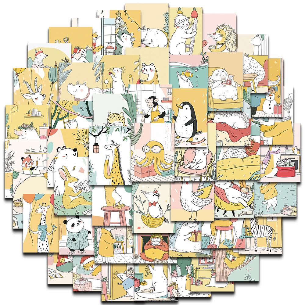 

50PCS Cute animal packaging work gift Sticker Laptop Luggage Graffiti Phone Stationery Scrapbooking Luggage Phone DIY Sticker