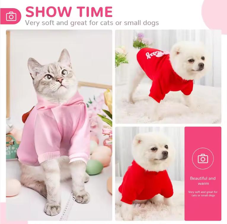 Autumn Winter Dog Clothes for Small Medium Dogs Girls,Fleece Lined Dog Hoodies Sweater Puppy Sweatshirt Chihuahua Yorkie Apparel