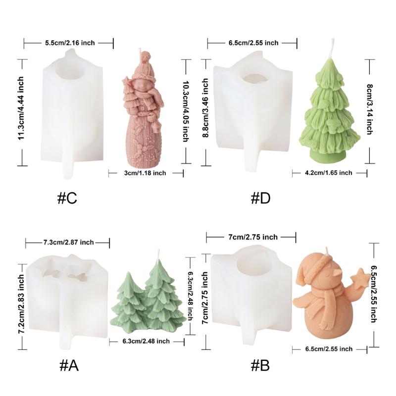 Christmas Silicone Candle Molds Crafting Moulds Reusable Molds Handmade Soap Mold Christmas Series Pattern for Candle