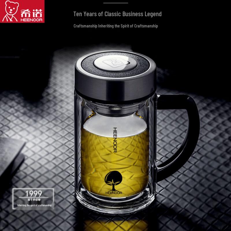 XN-6721 Double-Wall Glass Tea Infuser Mug with Handle