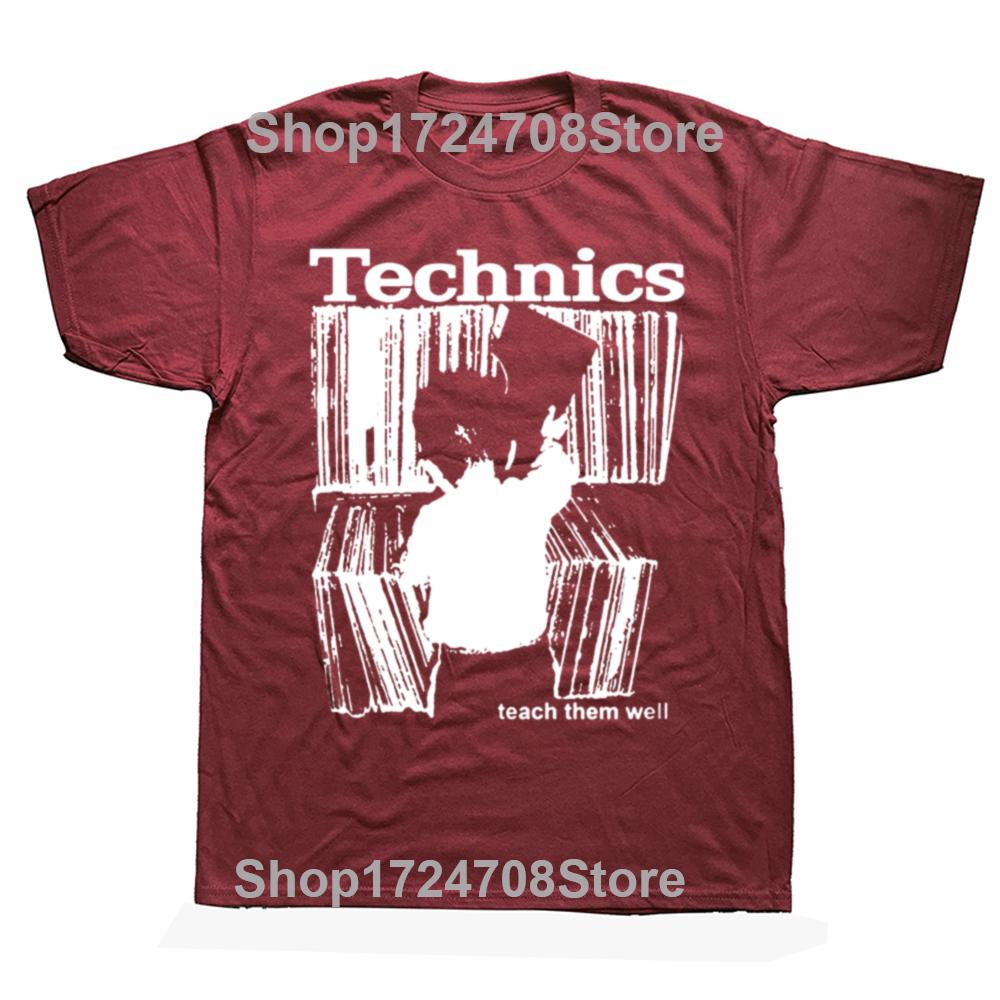 Zabawna Koszulka Technics Dziecko Naucz Ich Dobrze Dj Muzyka Grafika Moda Męska Codzienna Koszulka 100% Bawełna Luźna Oversize Koszulka