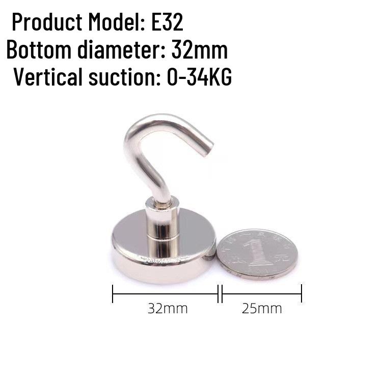 Neodymium Iron Boron Strong Round Magnet Hook - No-Drilling Magnetic Suction Cup