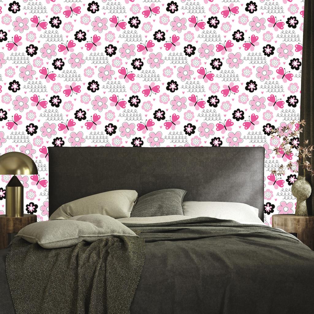 Wallpaper Butterflies Hearts and Flowers for Living Room and Bedroom 50x1000