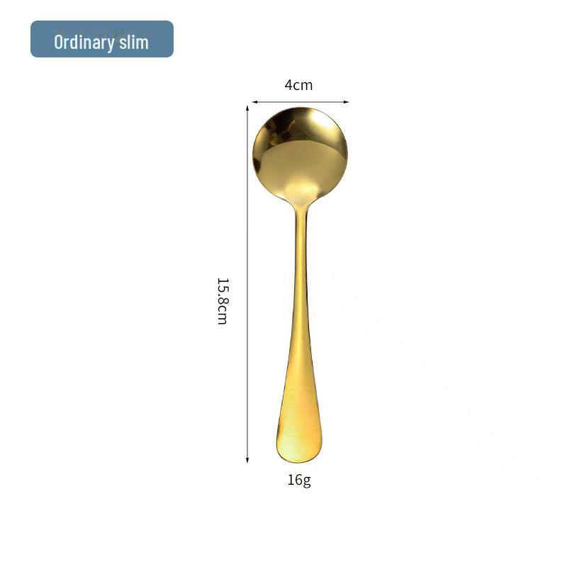 Runder Löffel aus Edelstahl zum Umrühren, Frühstück und Dessert