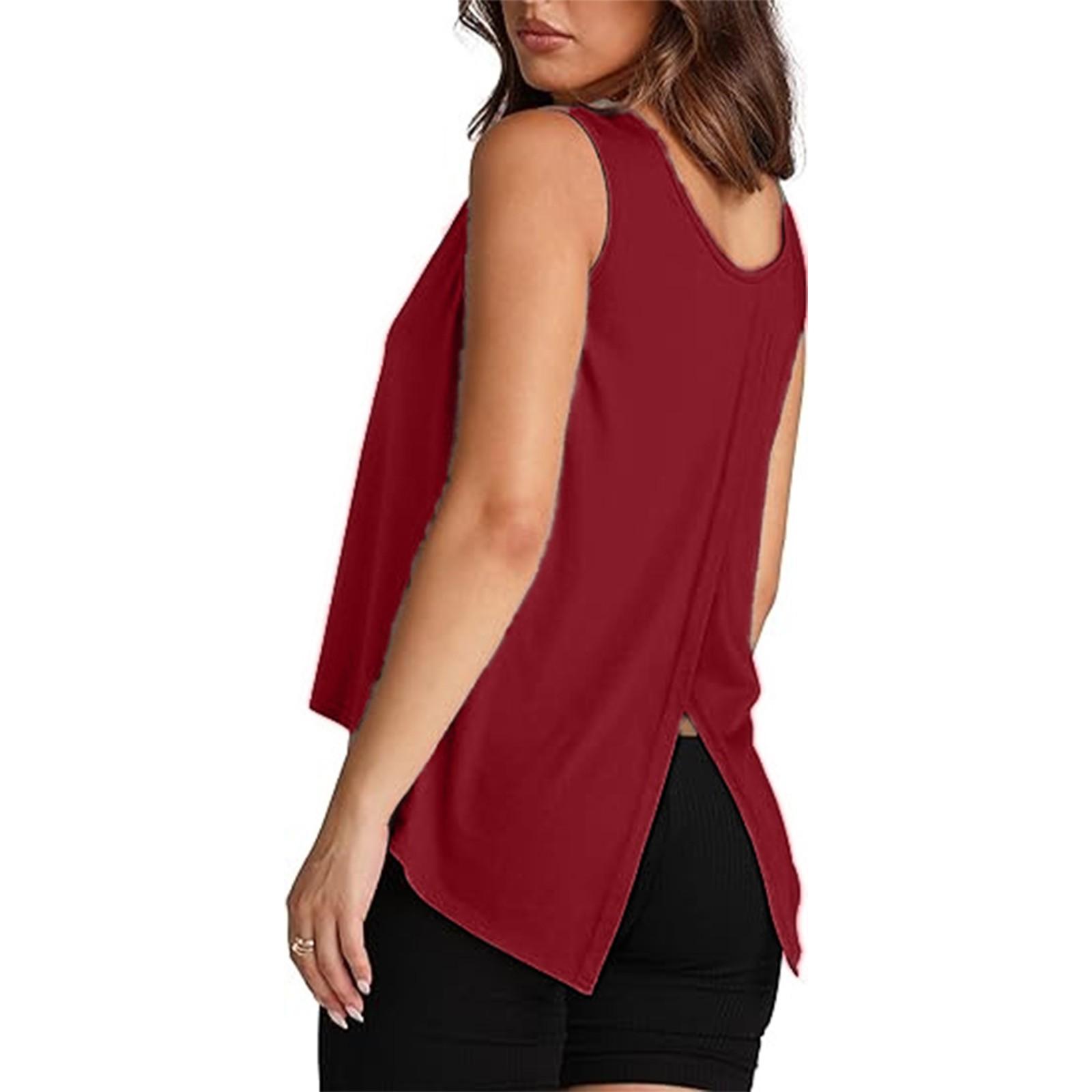 

Модная и сексуальная женская свободная базовая одежда, летние топы без рукавов с открытой спиной XXL винный