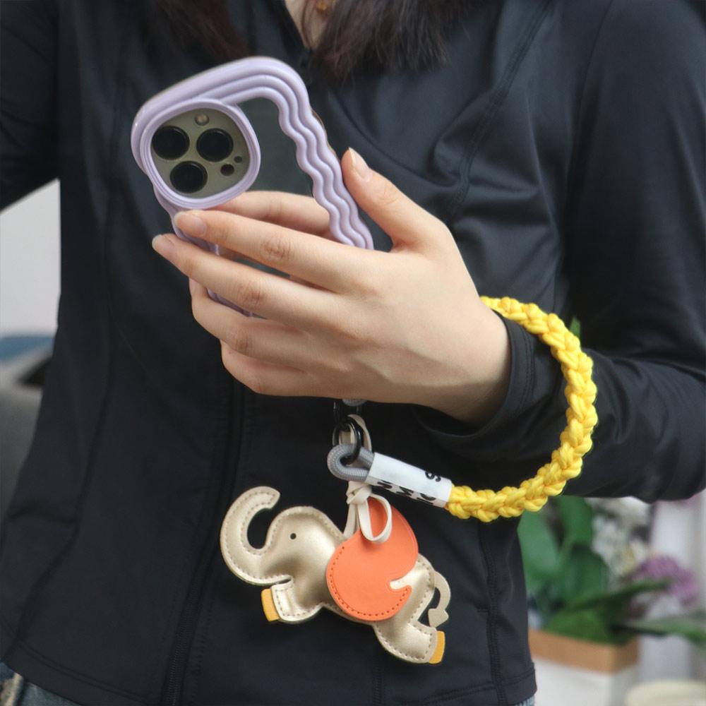 PU Leather Elephant Keychain Flying Wings Bag Charm Trendy Key Chain Holder Gift Idea