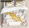 Federa per piumino a forma di giraffa cartone animato King Queen Animali Tropicali Set Biancheria da letto per Bambini Ragazzi Ragazze Adorabile Fauna Selvatica Poliestere Copripiumino