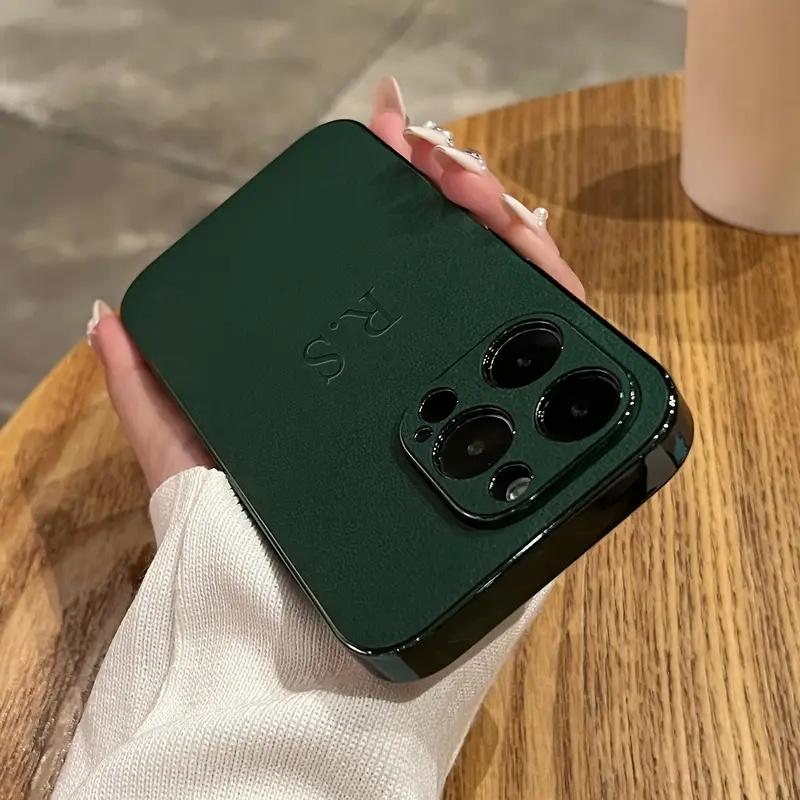 Personalisierte Initialen Namenshülle Für iPhone 17 16 15 14 13 12 11 Pro Max Plus Air-Leder Beschichtetes Lederhülle