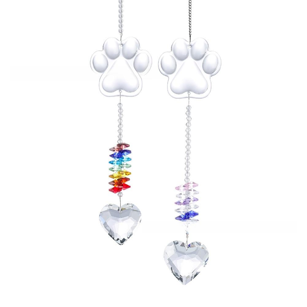 Pet Keepsake Ornament Glass Sun Catcher Paw Print Design Included Hanging Loop Memorial Keepsake Easy To Display