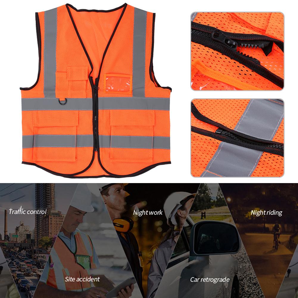 High Visibility Safety Sport Breathable Vest with Mesh Night Security Reflective Waistcoat OrangeOrange