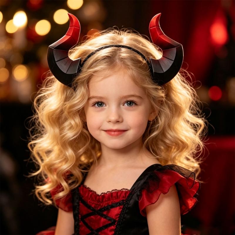 Bandeau Cornes de Diable Déguisement Halloween, Accessoire Cheveux en Plastique pour Adultes, Enfants, Fêtes et Accessoires de Photobooth