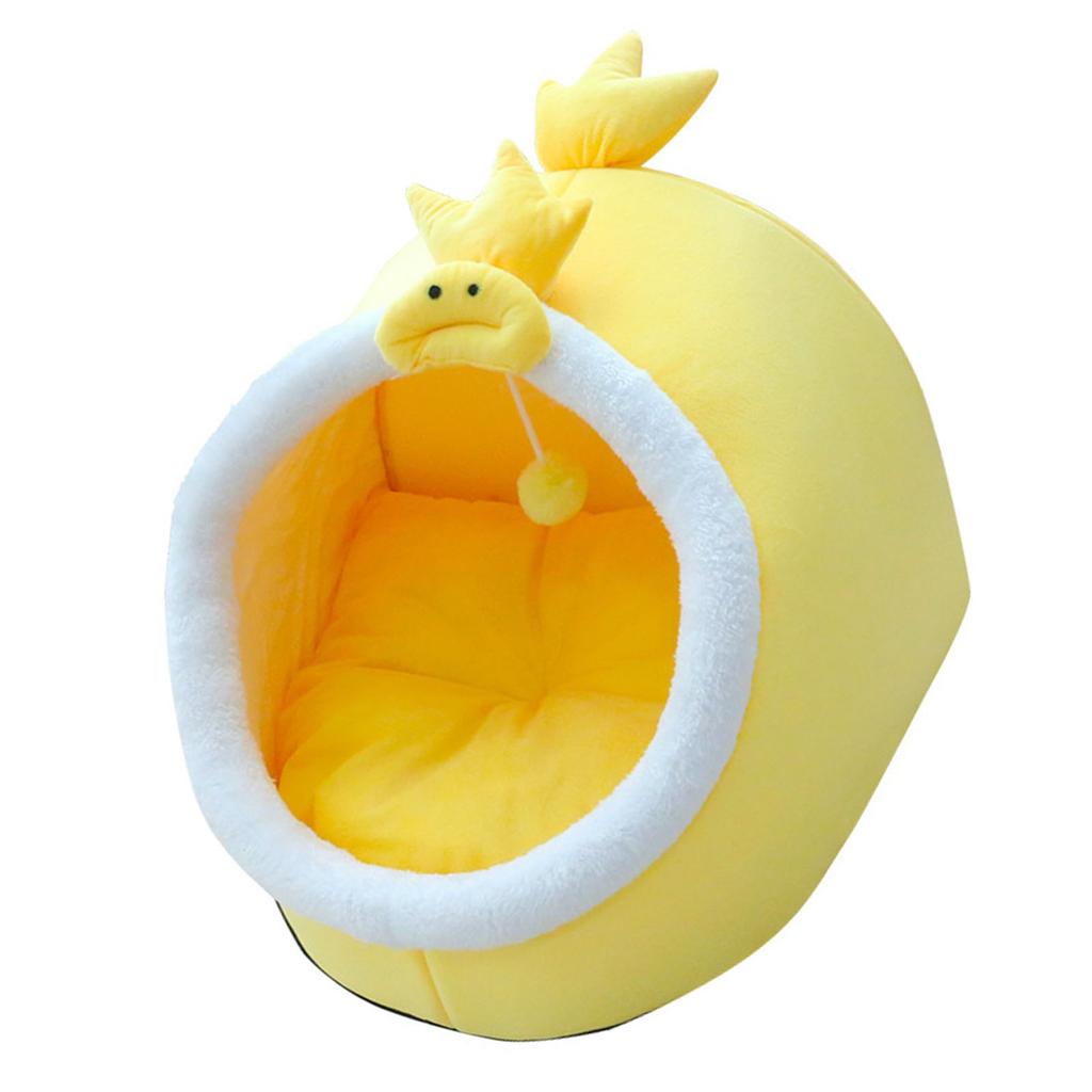 Cat Cave Bed Cartoon Cute Windproof Semi Enclosed Cat Bed Warmth Indoor Cat Bed House for Daily Use