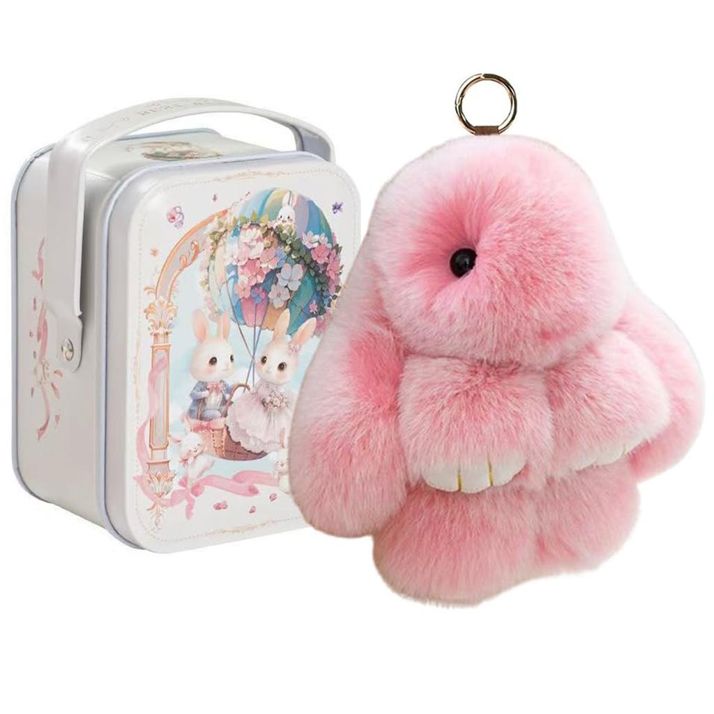 15cm Fluffy Bunny Keychain Rabbit Fur Keychain Women Bag Car Key Chain Pendant Decoration Jewelry Bags Hangings Accessories Gift