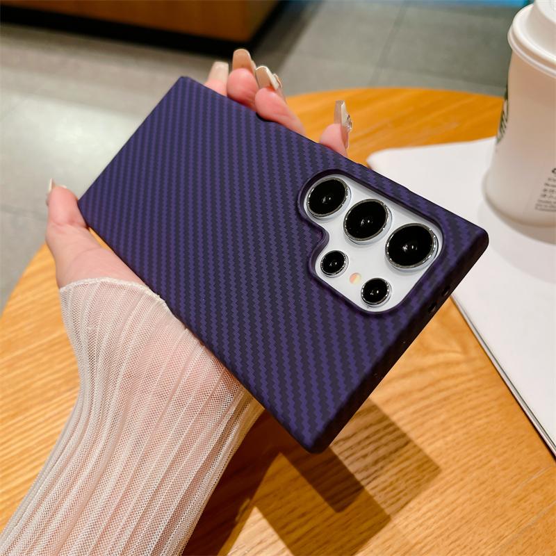 

Ultra-Thin Carbon Fiber Pattern Phone Case For Samsung S22 S23 S24 S25 Ultra Plus Note 20 10 Plus Slim Shockproof PC Hard Cover For Note 10 Plus