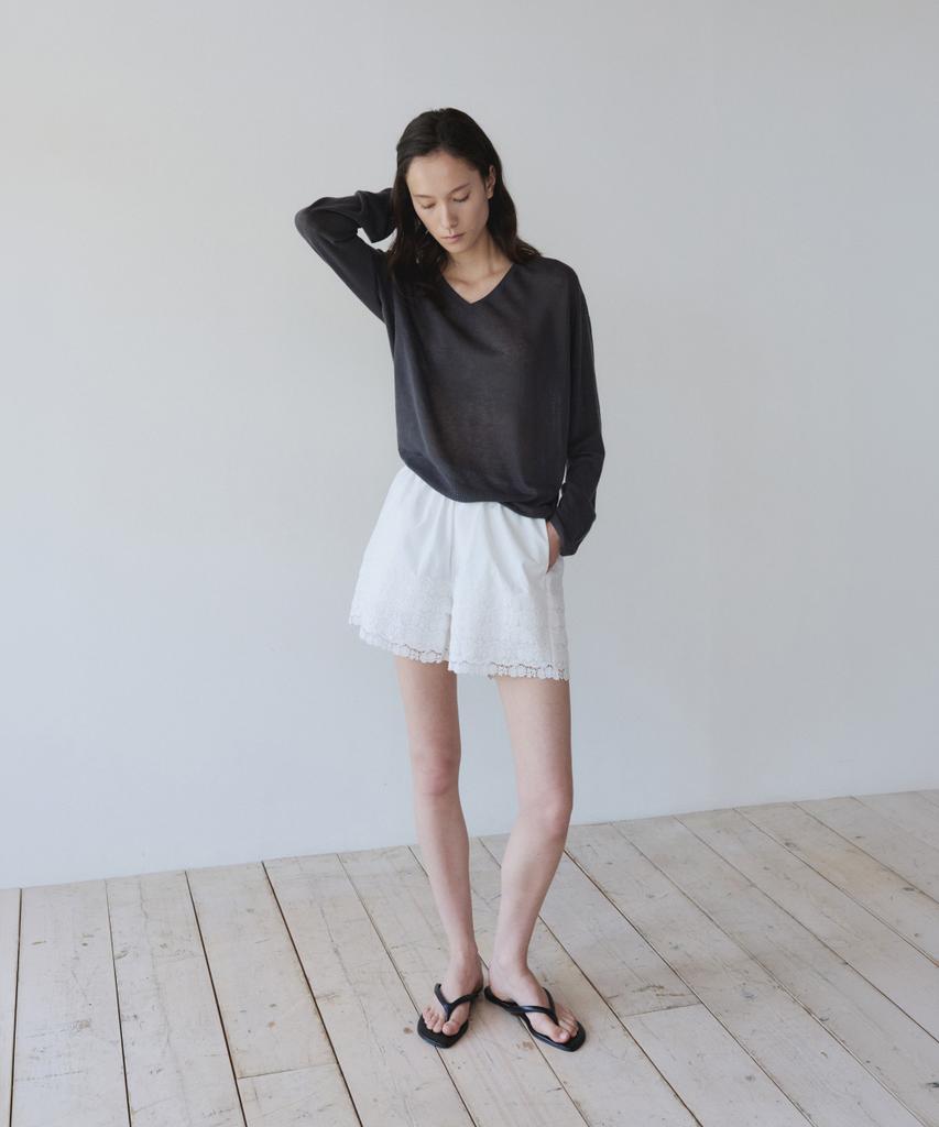 Ieoning Light Linen V-Neck Summer Knit, Charcoal