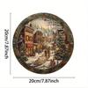 Vintage Christmas Tin Sign, Enchanted Snow Night Street Scene Metal Wall Art for Home Decor