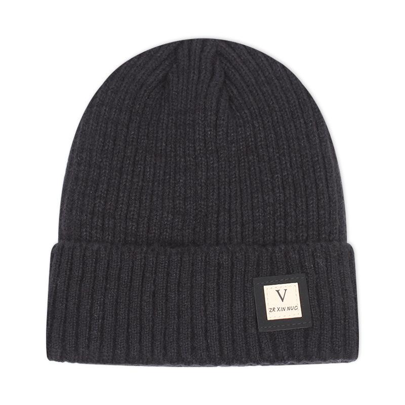 

Мужская зимняя утепленная шерстяная вязаная шапка с флисовой подкладкой, модная универсальная однотонная шапка в корейском стиле