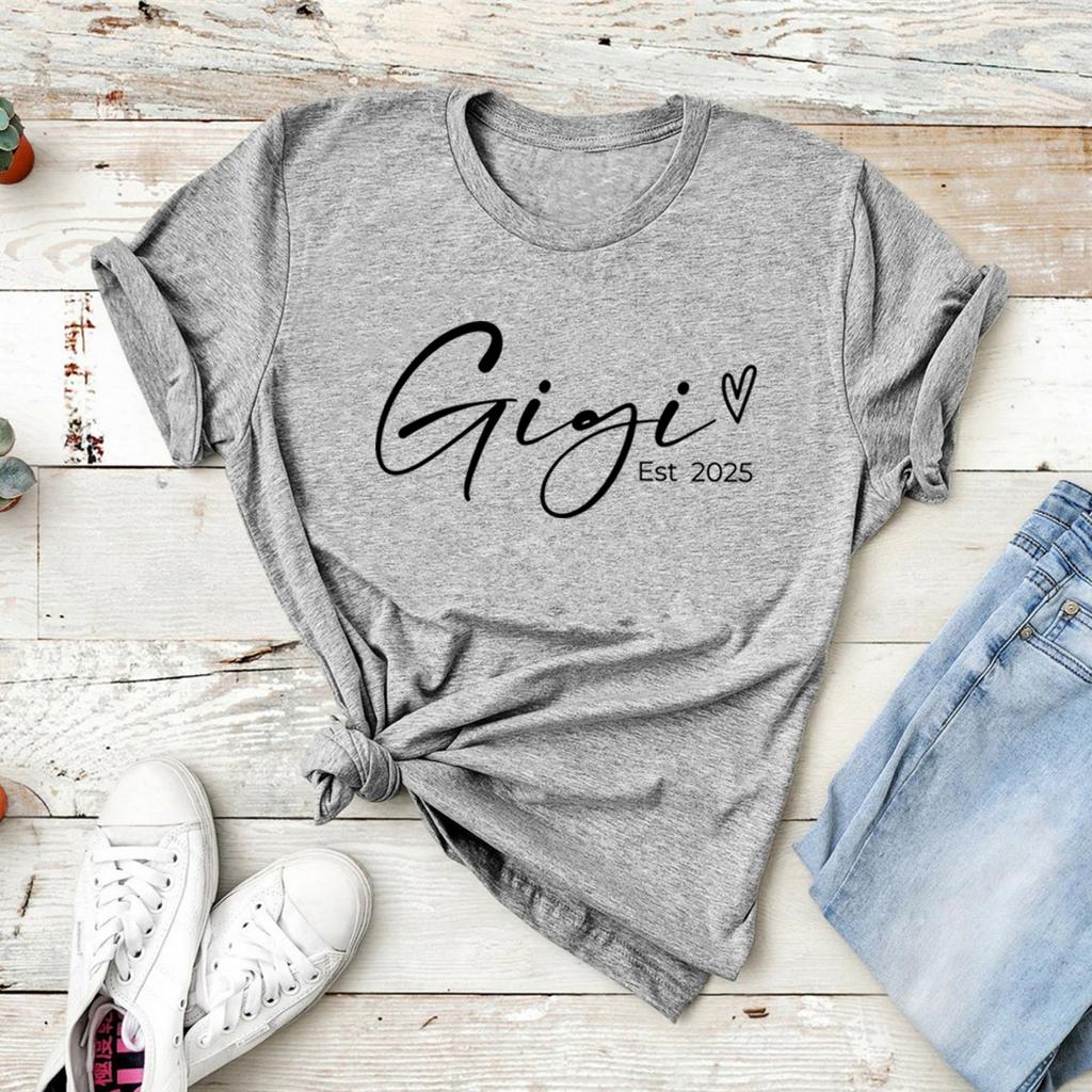 Personalized Gigi Est T Shirt Mothers Day Gift Women's Graphic T Shirts Short Sleeve Casual Tshirt Grandma T-Shirts Female Tops