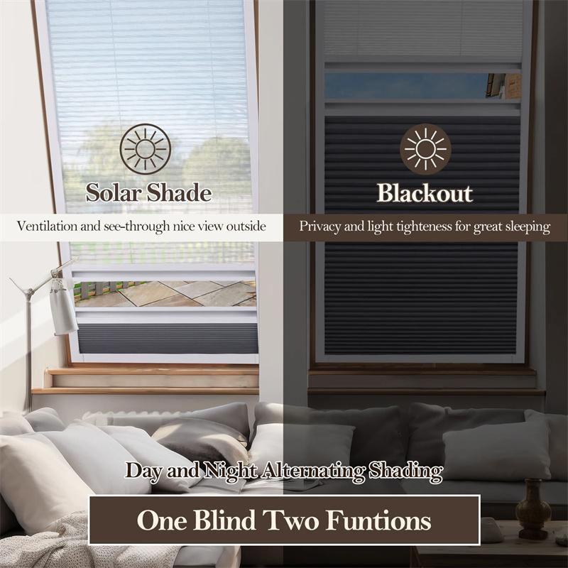 Pleated Window Blinds Temporary Window Shades Cordless Light Filtering Pleated Paper Shades Room Darkening Blind for Home Office