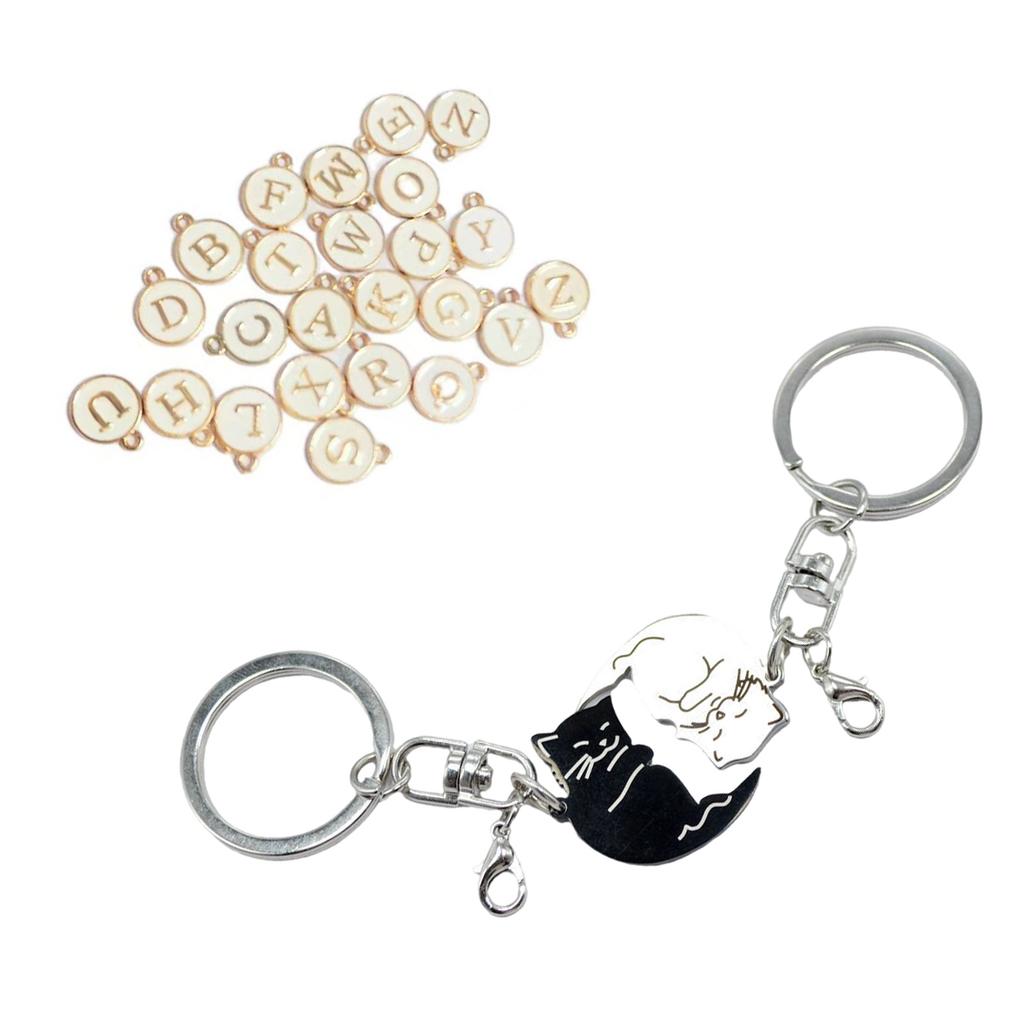 Matching Cat Pendant Keychains For Couples Stylish Black And White Design Ideal For Valentines Day Or Special Occasions