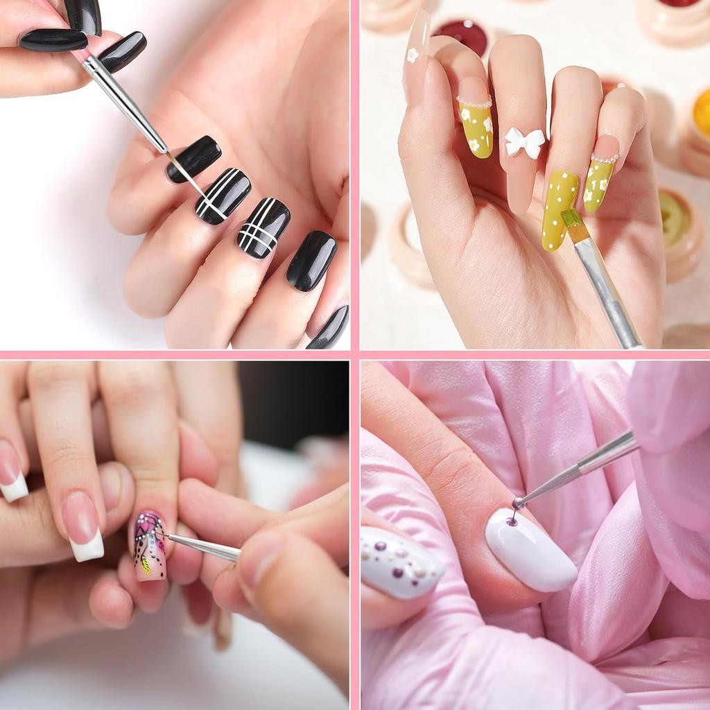 YIKOOLIN 15pcs Nail Paint Brushes Set Acrylic UV Gel Drawing Dotting  Nail Art Brushes for Gel Polish Nail Art Design Tools