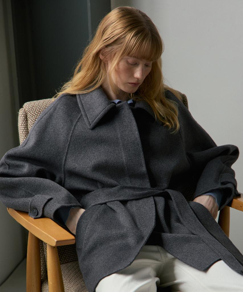 MIND BRIDGE WOMEN [W] Handmade Belted Half Coat - 2 Colors