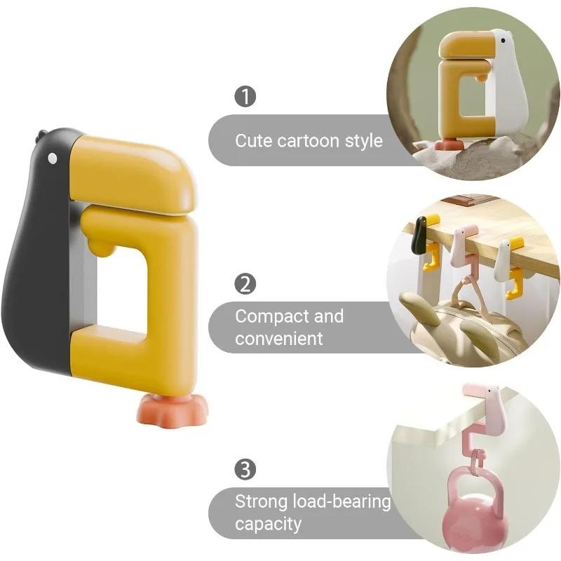 Kids Room Organizer Duck Hook Magic Hanger No Mess Backpack Storage for Desk Door Schoolbag Purse Childrens Space Solution